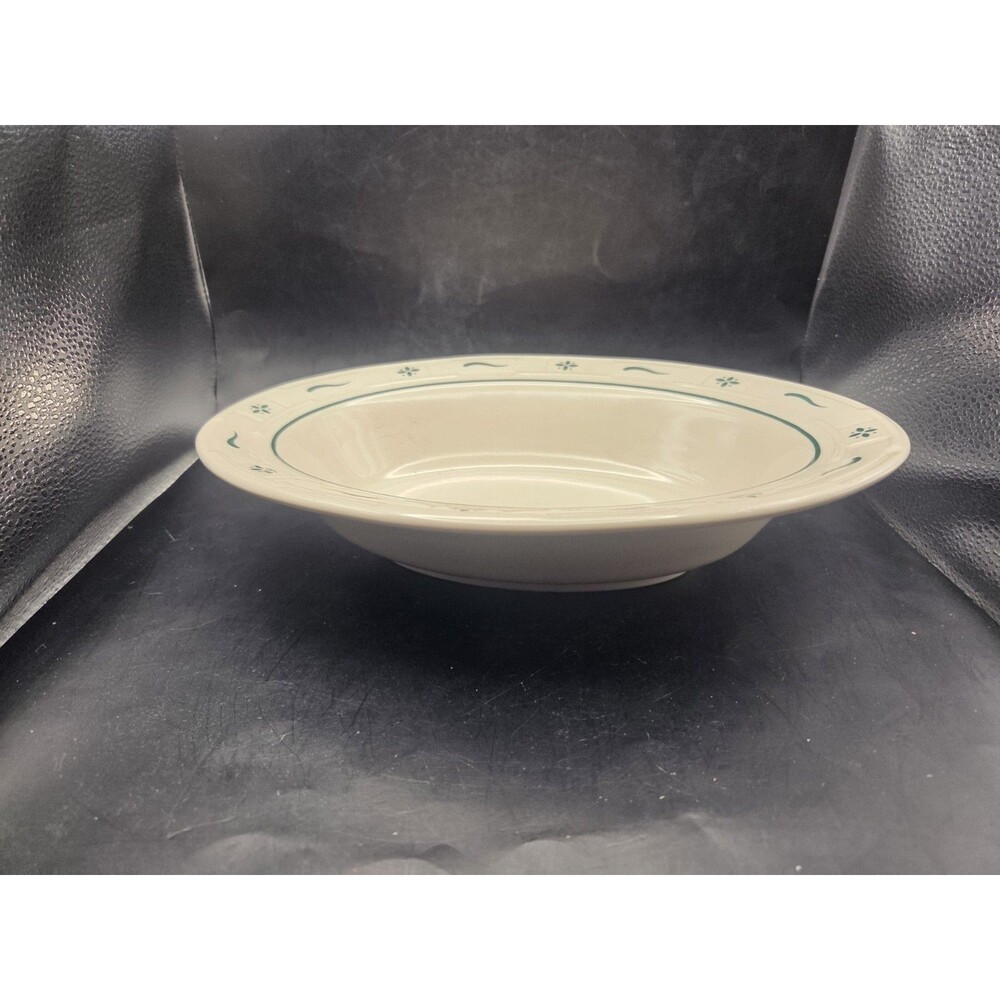 Longaberger Pottery Woven Traditions Green Oval Vegetable Serving Dish USA 12 In